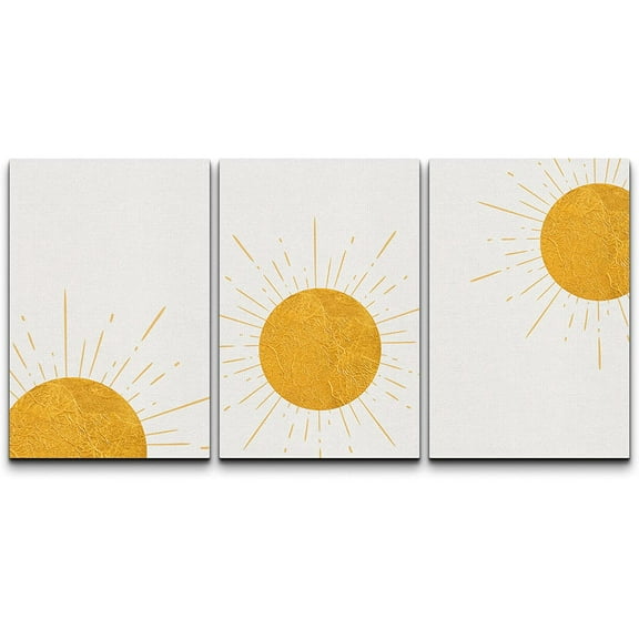 wall26 Wall Art Print Set Shining Yellow Rising Sun Phases Nature Wilderness Illustrations Modern Art Rustic Scenic Colorful for Living Room, Bedroom, Office - 24"x36"x3