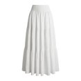 thumbnail image 5 of ZHOGXU Elegant Ladies Midi Skirts For Women Solid Color Knee Length High Elastic Waist A Line Design Party Club Wear, 5 of 5