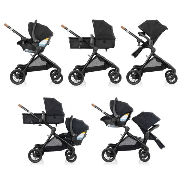 Evenflo Pivot Xpand NXT Travel System featuring LiteMax NXT Infant Car Seat, Coal Black