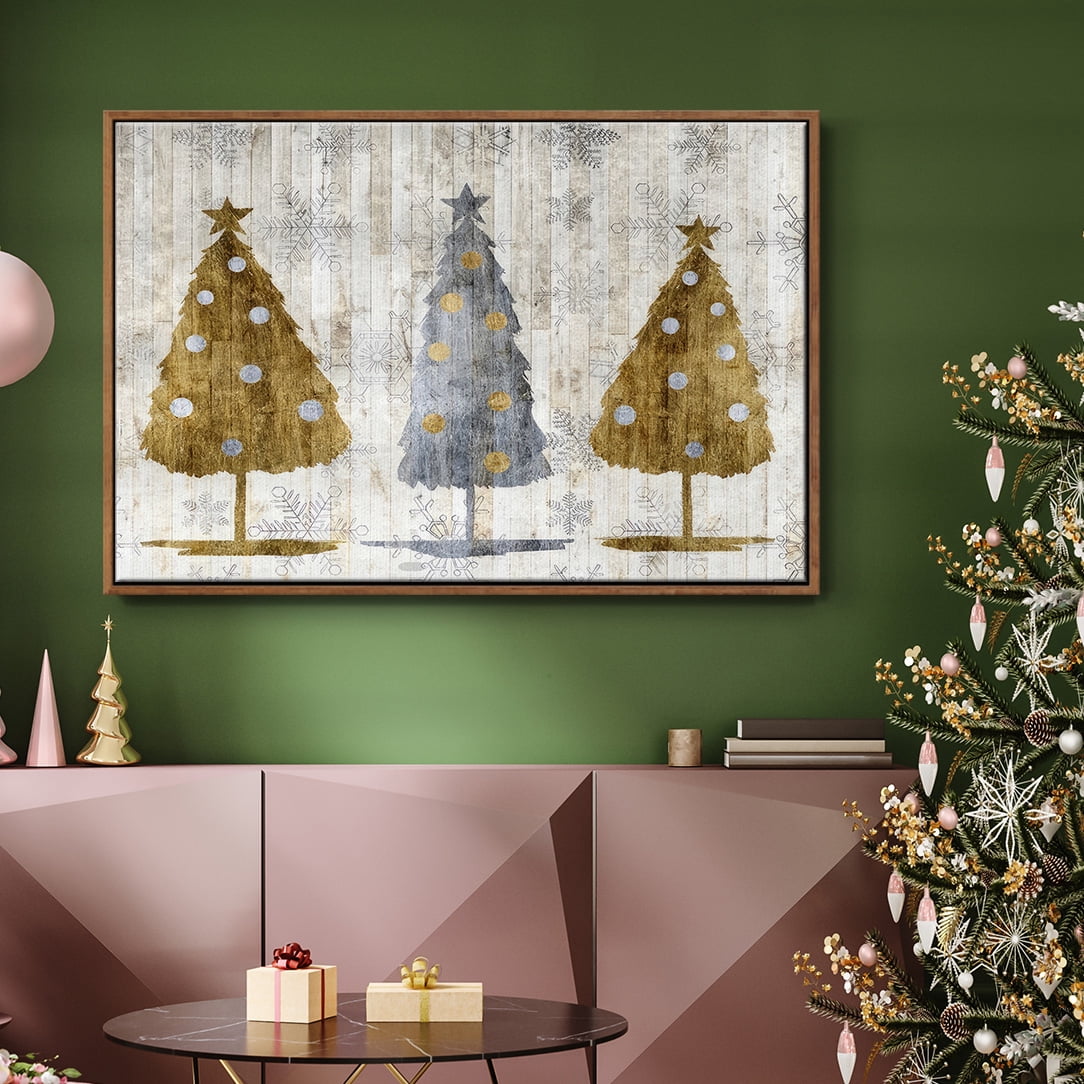 Sophisticated Christmas Collection A - Framed Gallery Wrapped Holiday Canvas - 17 x 25 - Rosewood Frame