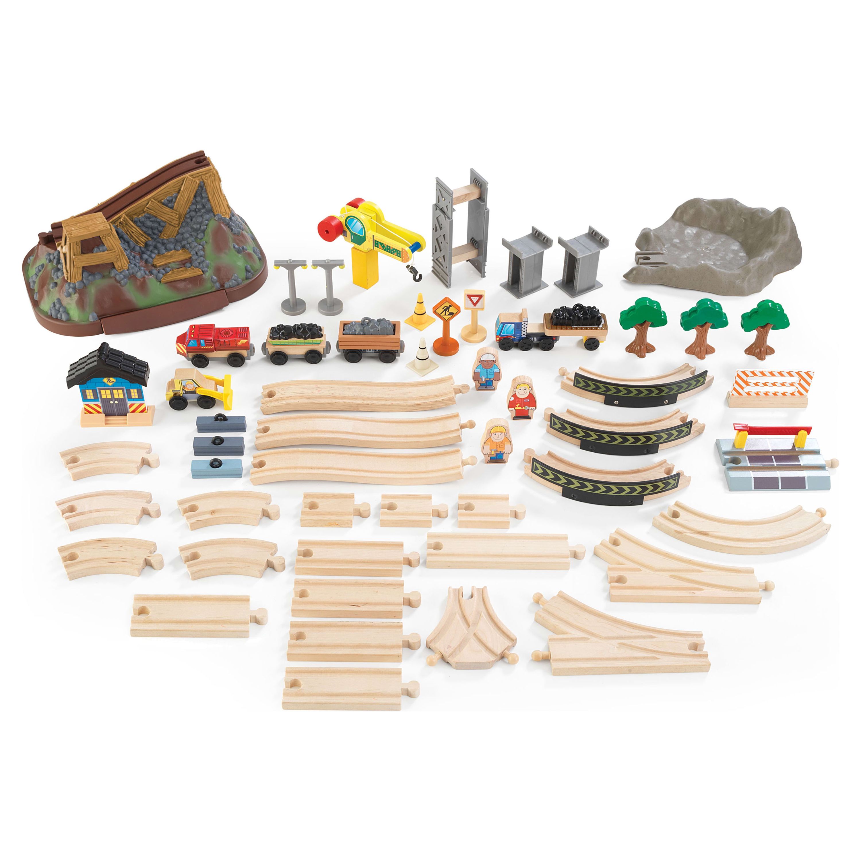 KidKraft Bucket Top Construction Wood Train Set with Crane & 61 Pieces, For Ages 3+ - image 4 of 7