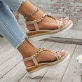 thumbnail image 6 of Dakaela Womens Low Wedge Heels Sandals Shoes Wide Width Platform Espadrilles Walking Summer Beach Shoes, 6 of 8