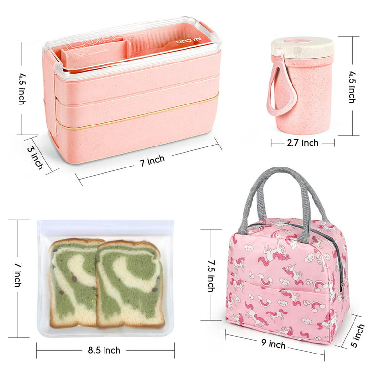  LEITAO 29 Packs Bento Box Kids Adult Lunch Box 1900ML 3 Layer  Stackable Lunch Box with Lunch Bag, Multiple Compartments Bento Box With  Built-in Utensil Set, DIY Accessories, Bags (Pink): Home