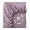 thumbnail image 2 of MooMee 100% Washed Cotton Queen Fitted Sheet Only Linen Like Textured Extra-Deep Pocket Breathable Soft 1-Piece(Light Purple), 2 of 7