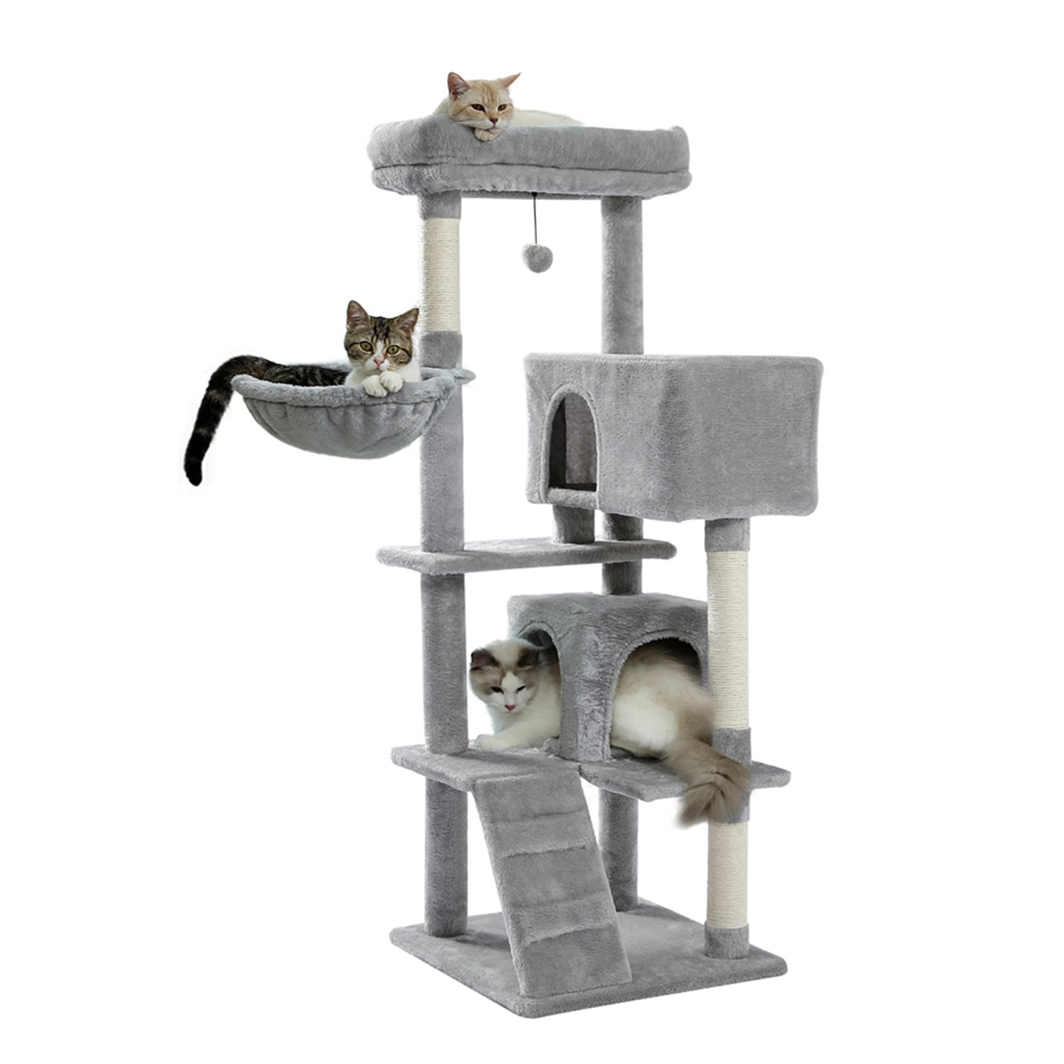 Pefilos 56" Cat Tree for Indoor Cats, Cat Condo for Multiple Cats, Cat Tree Tower for Adult Cats with Padded Plush Perch and Cozy Basket, Gray Pefilos 56" Cat Tree for Indoor Cats, Cat Condo for Multiple Cats, Cat Tree Tower for Adult Cats with Padded Plush Perch and Cozy Basket, Gray