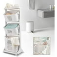 thumbnail image 3 of Miumaeov Rolling Laundry Basket Cart Dirty Clothes Storage Shelves 3-Tier, 3 of 10