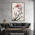 thumbnail image 5 of Canvas Wall Art Red Cherry Blossoms Canvas Print Artwork Flower Ink Style Wall Art Paintings Modern Picture Print Unframed for Living Room Dinning Room Bedroom Bathroom Home Decor 12x18inch, 5 of 6