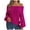 Hot Pink, variant on IROINNID Women's Knit Long Sleeve Off-The-Shoulder Sweater Ladies Casual Loose Fit Solid Fall Tops,Hot Pink