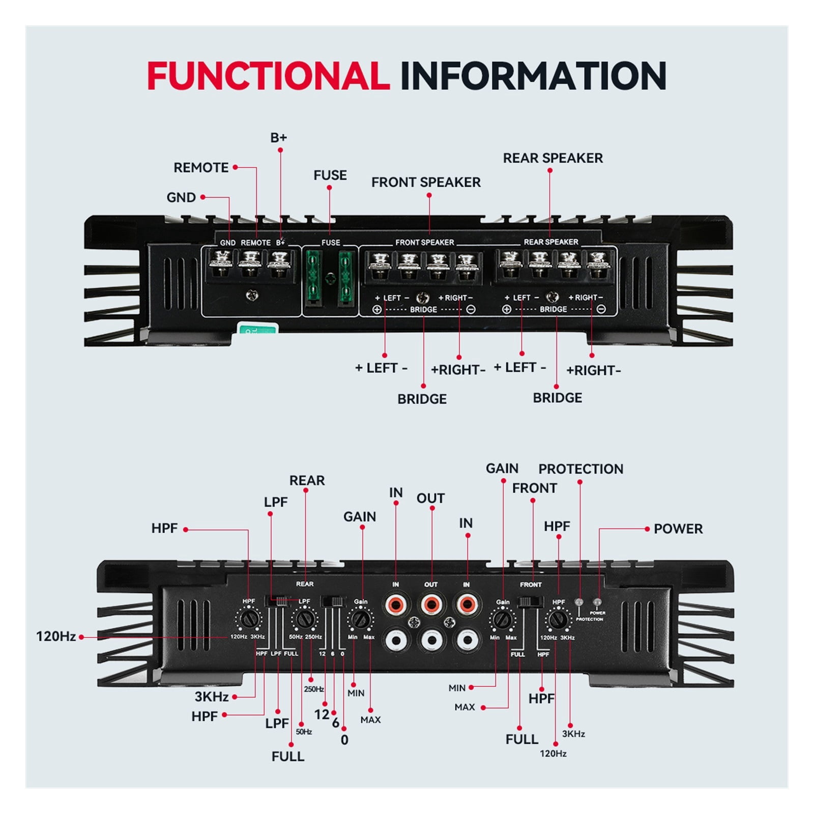 4 Channel 12V AS-8080 Car Amplifers 4CH Powerful Mini HiFi Digital Stereo Bass Power Amp Device Cars Subwoofer