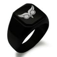 thumbnail image 1 of Stainless Steel Athena Greek Goddess of Wisdom Engraved Square Flat Top Biker Style Polished Signet Ring, 1 of 1