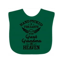 Inktastic Handpicked for Earth by My Great Grandma in Heaven Boys or Girls Baby Bib