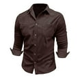 thumbnail image 5 of Men's Slim Fit Corduroy Shirt Long Sleeve Button Down Casual Shirt with Chest Pocket for Autumn Winter Daily Wear Mens Summer Lightweight Pullover Tee Shirts, 5 of 7