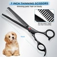 thumbnail image 2 of 7.0in Stainless Steel 6 in 1 Professional Dog Grooming Scissors Kit, Heavy 4CR Titanium Coated Straight & Thinning & Curved Shears & Comb Set for Dog & Cat Grooming, 2 of 7