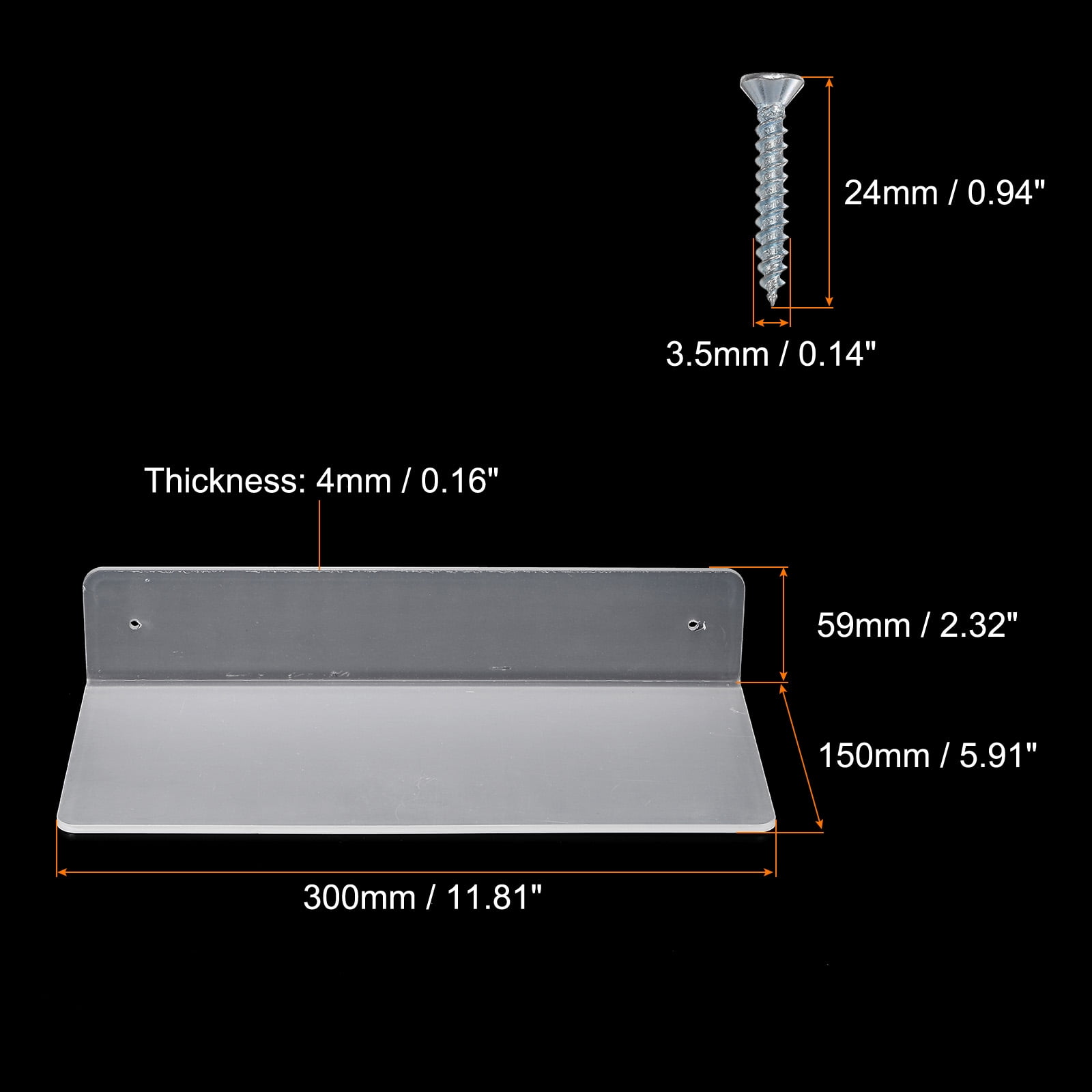Unique Bargains L-Shaped Acrylic Floating Shelf Wall Mounted Shelves 11.81"x5.91"x2.32"