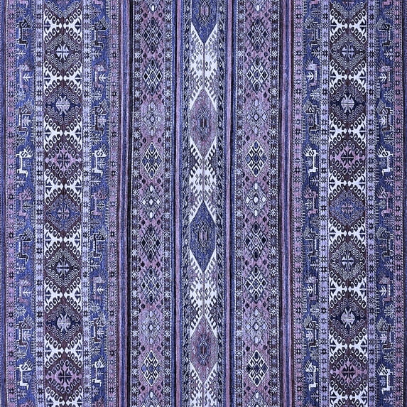 Ahgly Company Machine Washable Indoor Square Abstract Blue Modern Area Rugs, 4' Square