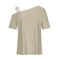 thumbnail image 5 of AherBiu Summer Tops for Women Short Sleeve One-Shoulder Casual Loose Fitted Tunic Top Shirts Blouse, 5 of 7