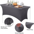 thumbnail image 2 of GFDYREE Spandex Tablecloth 6FT Stretch Table Cover Fitted Rectangular Tables, Universal Stretch Patio Table Cloth for Wedding, Banquet, Party and Event（Gray, 6FT, 2 of 7