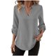 thumbnail image 1 of Camisas de Color Sólido para las Mujeres 3/4 Manga Manga Corta Cuello en V, Blusa Casual para Primavera Verano Diario, 1 of 9
