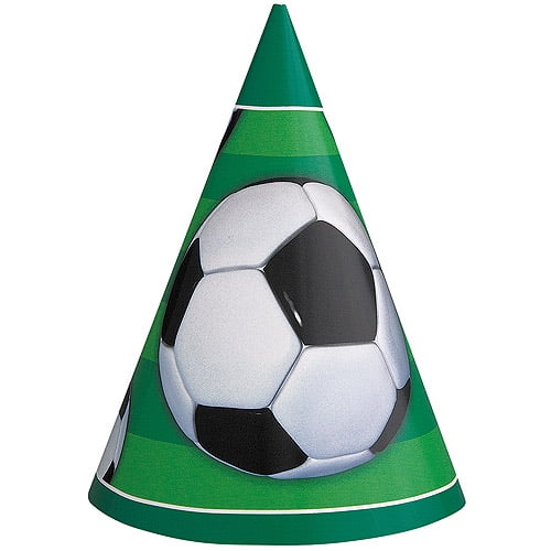 Soccer Party Hats, 8Count