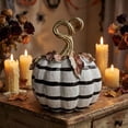 thumbnail image 6 of OCLUN Mini Pumpkin, Resin Halloween Home Decor, Black-and-White Courtly Stripe,C, 6 of 6