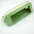 thumbnail image 4 of ROLKFUK Large Capacity Pencil Pouch with Clear Window, Leather Textured Waterproof Pen Case, Sch-ool Stationery Organizer for Stu-dents, Green, 4 of 6