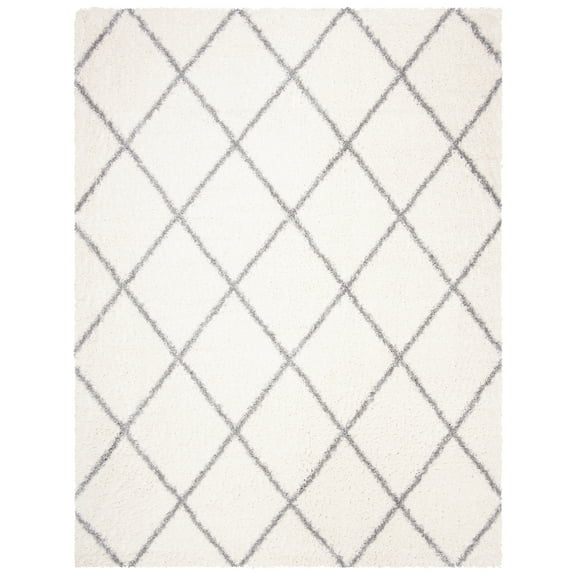SAFAVIEH Parma Eglantine Geometric Shag Area Rug, Cream/Grey, 10' x 14'