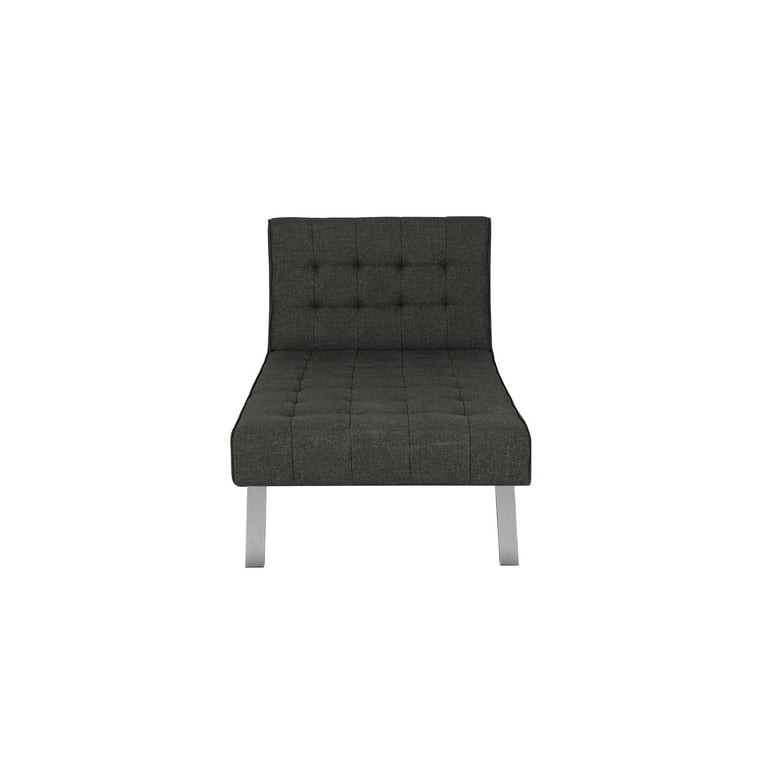 DHP Emily Sectional Futon Sofa Bed with Convertible Chaise Lounger Modern Design with Sturdy Chrome Legs Grey Linen