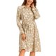 thumbnail image 1 of INSPIRE CHIC Vestido de Camisa Midi de Manga Larga con Cuello Floral y Cintura Ajustable para Mujeres L Caqui, 1 of 6