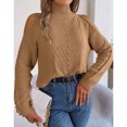 thumbnail image 2 of SWSMCLT Women's Soft Pullover Sweater Long Sleeve High Neck Loose Top Knitwear Knitted Off The Shoulder Fashion Khaki Large, 2 of 5