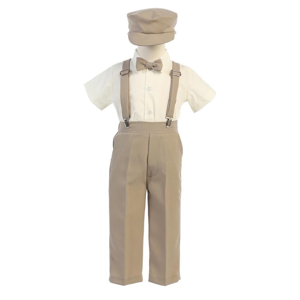European Style Brown Ivory Boys Overall Pants Knickers Vintage Outfit 6m-4