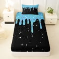 thumbnail image 3 of Castle Fairy Ice Cream Drip Twin Sheets 3pcs, Stars Print Bedding,Black Blue,1 Fitted Sheet, 1 Flat Sheet and 1 Pillowcase, 3 of 6
