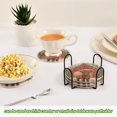 thumbnail image 5 of 6 Pcs Drink Coasters with Holder 3.94in Woven Coasters for Drinks Cute Highland Cow Pattern Coaster Set for Protection Table, 5 of 7