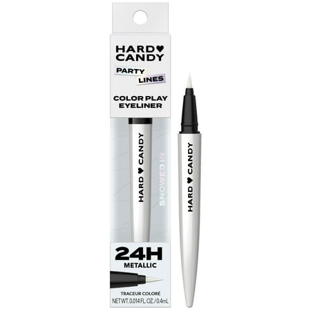 Hard Candy Party Lines Color Play Eyeliner, Liquid Liner, 24HR Wear, Snowed In, Metallic White