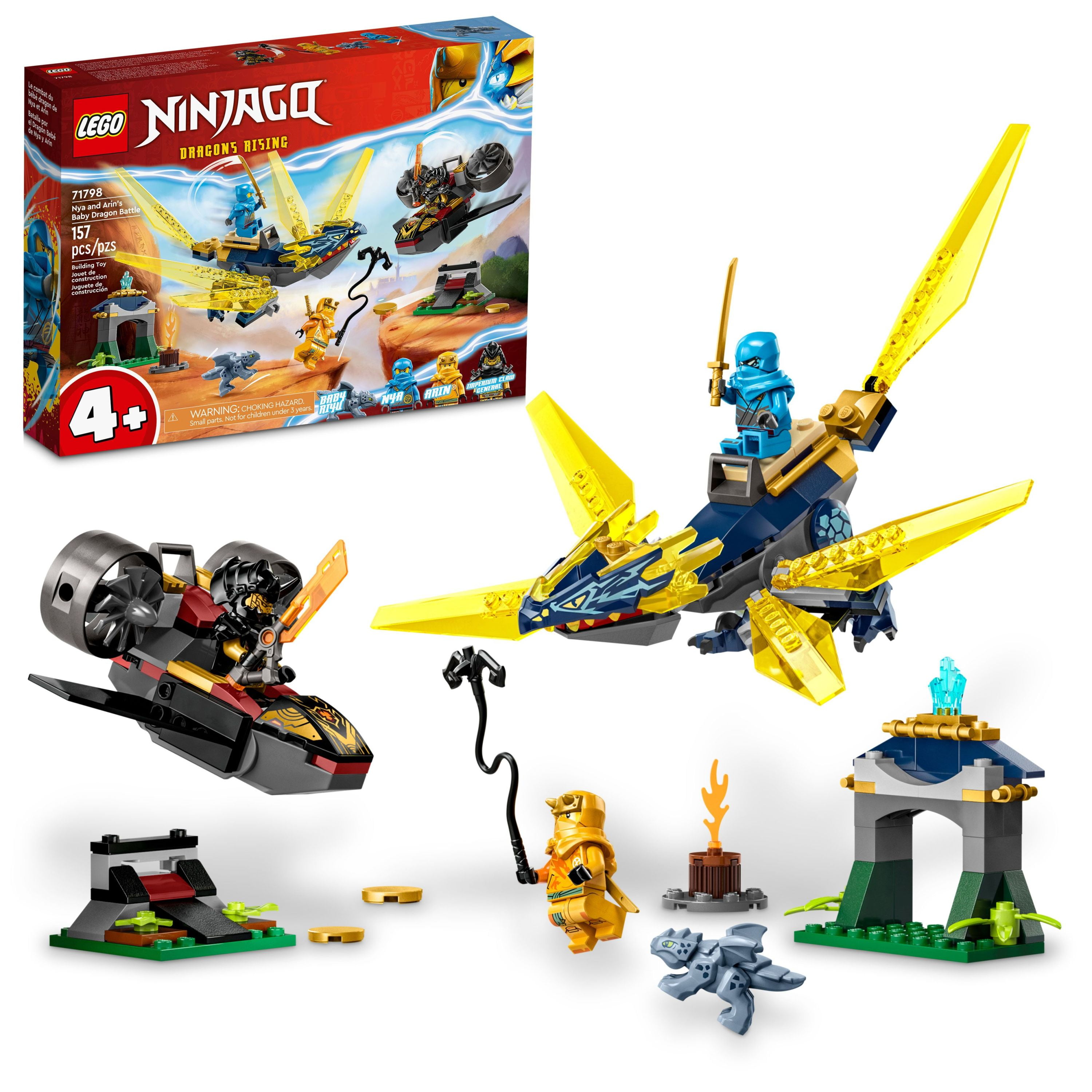 LEGO NINJAGO Nya and Arin's Baby Battle 71798 Ninja Toy, Features a Jet, 2 Dragons, 3 Minifigures and Riyu, Gift Idea for Toddlers Ages 4+ - Walmart.com