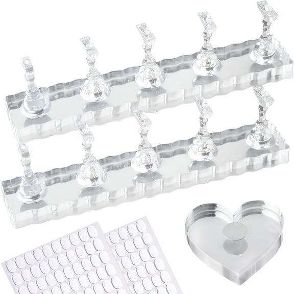 RAGUPEL Magnetic Nail Holder Kit With Heart Shaped Acrylic Stand For Press On Nails Painting Display Includes 200Pcs Double Sided Tape
