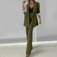 thumbnail image 2 of Womens 2 Pieses Bussiness Suits for Womens Lapel Long Sleeve Suits Jackets Solid Bassic Elastic High Waist Trousers Office Casual Trouser Dressy Work Outfits With Pockets, 2 of 7