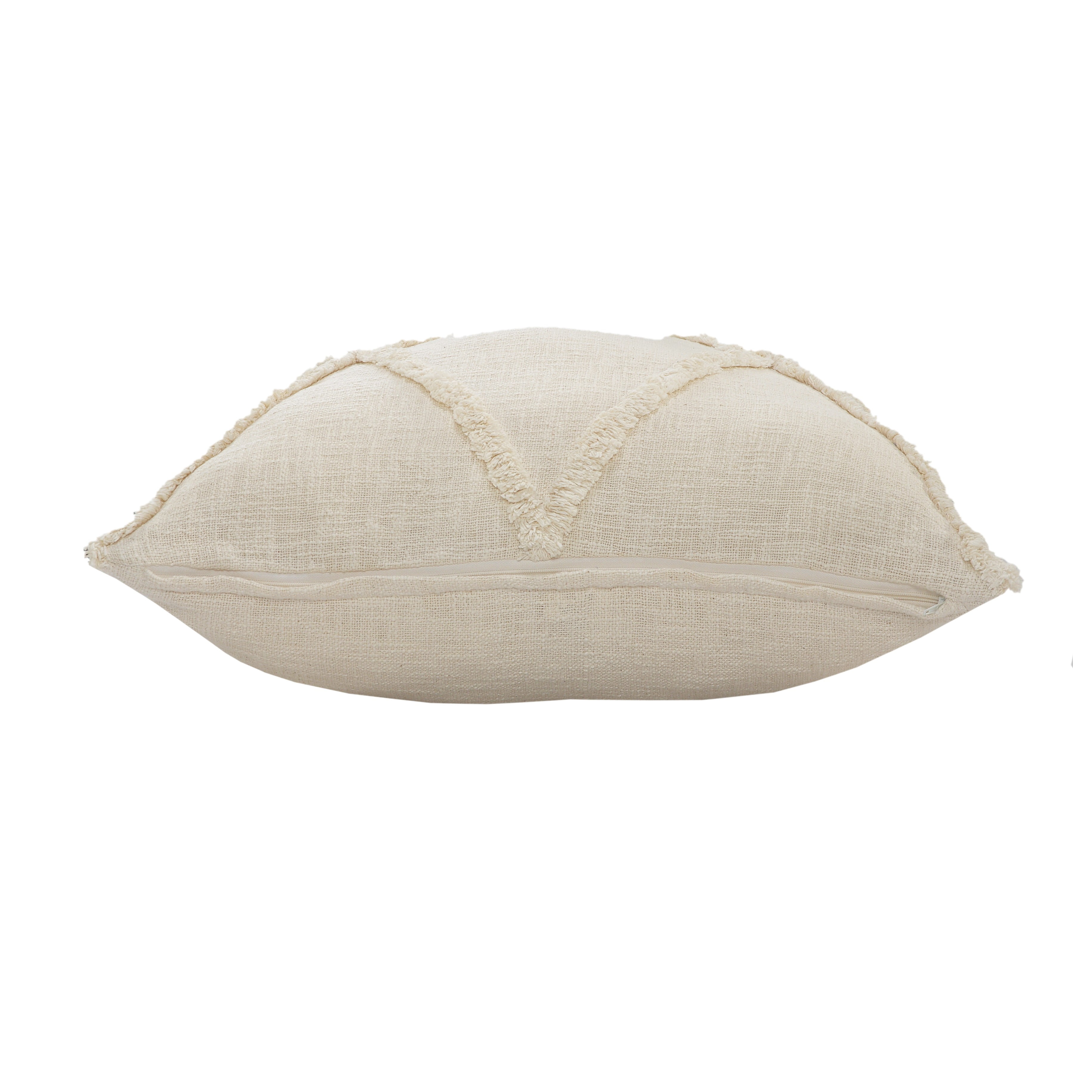 Woven Paths Sara 20" x 20" Natural Shag Diamond Cotton Adult Decorative Throw Pillow