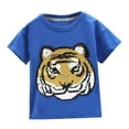 thumbnail image 2 of YMNXA Big Boys Girls T Shirts Short Sleeve Round Neck Cartoon Animal Print Comfortable Breathable Top For Daily Wear Blue 5-6 Years, 2 of 6