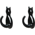 thumbnail image 2 of Cute Cat Tail Adhesive Hooks | No Drill Wall Hanger for Kitchen, Bathroom & Closet | Strong Stick Key Holder | 2-Pack Black Plastic Hooks, 2 of 6