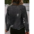 thumbnail image 2 of ORUYROP Sidefeel Women Distressed Washed Long Sleeve Shacket Raw Hem Ripped Jackets, 2 of 7