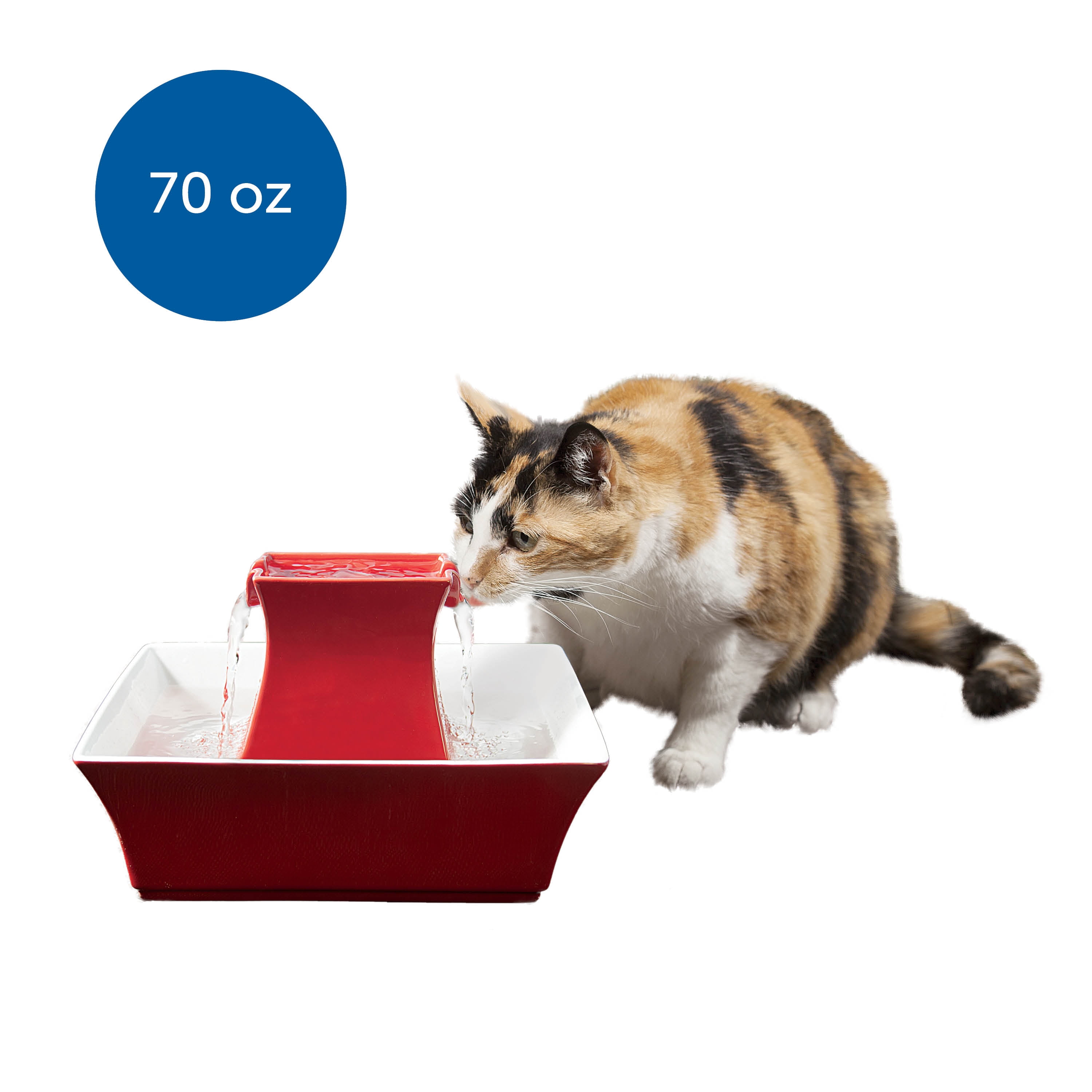 PetSafe Drinkwell Ceramic Pagoda Dog and Cat Water Fountain, Red, 70 oz