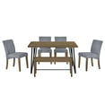 thumbnail image 6 of Modern 6-Piece Dining Table Set with V-Shape Metal Legs, Wood Kitchen Table Set with 4 Upholstered Chairs and Bench for 6,Brown, 6 of 9