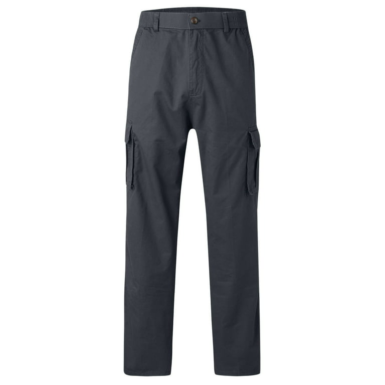 Peaskjp Youth Baseball Pants Men's Multi-Pocket Straight-Leg Fitness Sports Pants Grey X-L, Size: XL