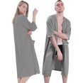 thumbnail image 3 of [BRAND]HOT SALE!Womens Nightdress Solid Color Pajamas Short Sleeve Bathrobe Couple Pajamas Soft Absorb Water Ladies Nightgown Zip Robe, 3 of 10