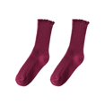 thumbnail image 4 of Yuanlong Womens Crew Socks Scalloped Elegant Ribbed Stockings Solid Color Daily Classic Hosiery, 4 of 4