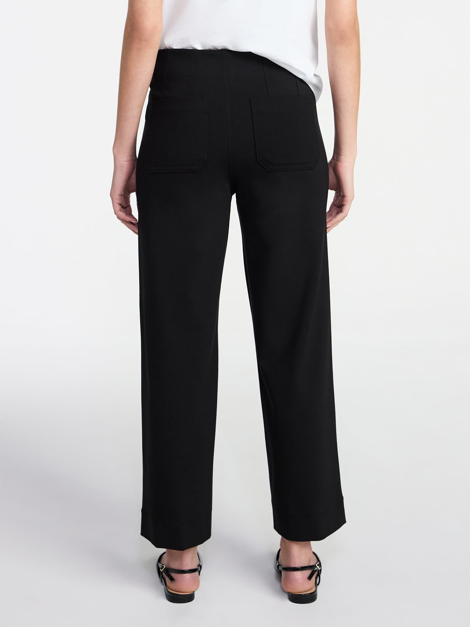 Time and Tru Women's Ponte Knit Patch Pocket Pants, 28" Inseam, Sizes 0-20
