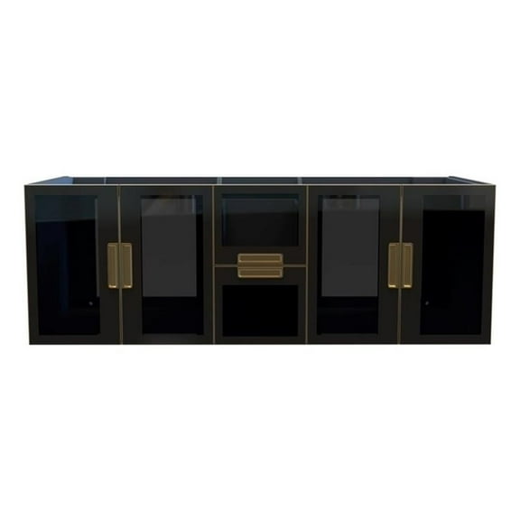 Rosario 60" Wood Floating Vanity Base w/ Glass Facade in Matte Blue