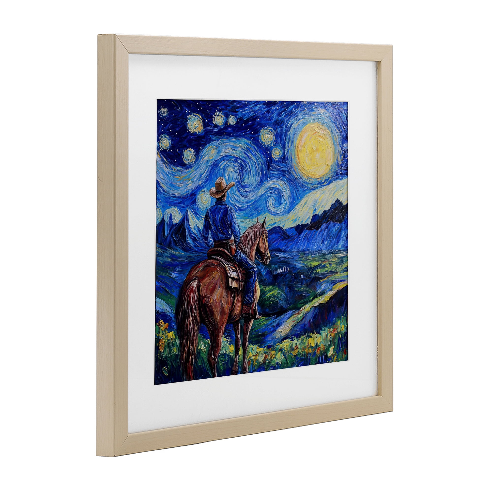 Stupell Industries Starry Night Cowboy Birch Framed Print Under Glass, design by Tina LeCour