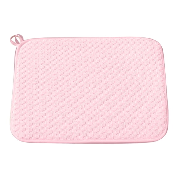 Dish Drying Mat, Absorbent Microfiber Kitchen Counter Mat, Durable Reusable Drying Kitchen Counter Mat with Hanging Loop, Dish Drying Mat For Dishes, Utensils, Pots And Pans, 1Pc(Pink,15.7x11.8")
