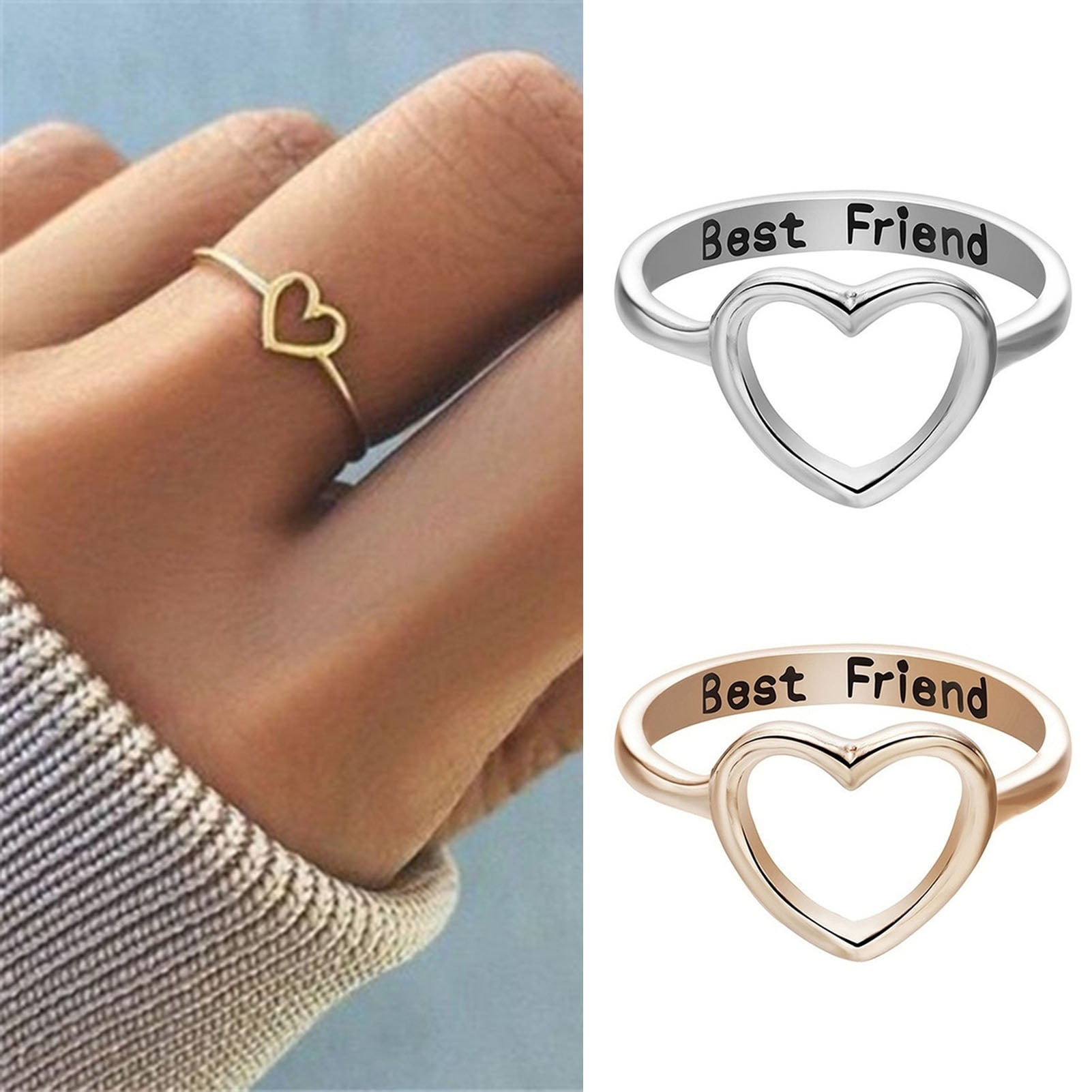 Stainless Steel Heart Rings For Women Girls Gold Color Engagement Wedding  Ring Cute Female Finger Jewelry Bague Femme - Rings - AliExpress